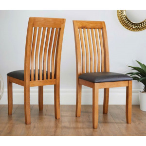 Ghế 6 Nan - Đứng : Gỗ Sồi - Mặt Ghế Nệm